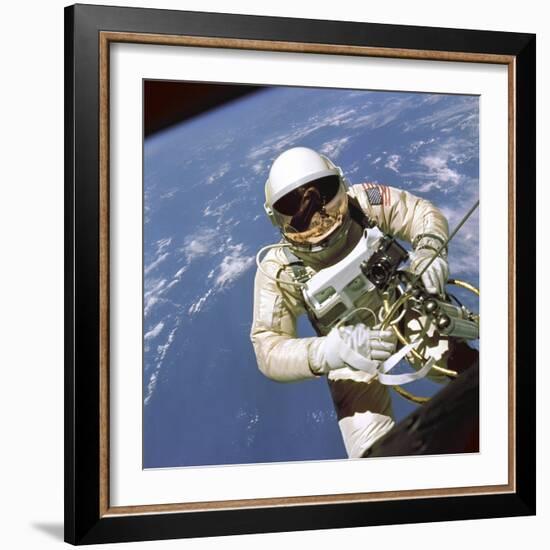 Astronaut Edward White Floats in Space-null-Framed Photo