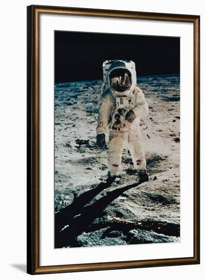 Astronaut Edwin Aldrin on the Moon, Apollo 11, July c.1969-null-Framed Art Print