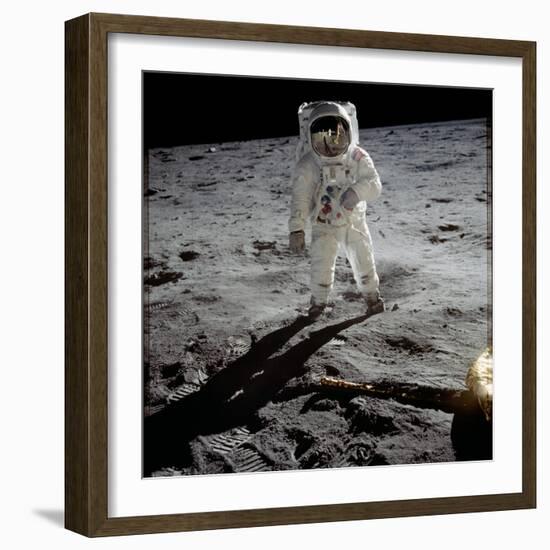 Astronaut Edwin 'Buzz' Aldrin Standing on the Moon after the Apollo 11 Landing, 20 July 1969-null-Framed Photographic Print