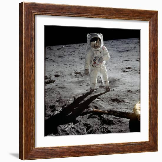 Astronaut Edwin 'Buzz' Aldrin Standing on the Moon after the Apollo 11 Landing, 20 July 1969-null-Framed Photographic Print