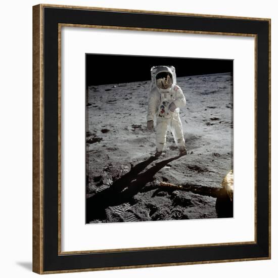 Astronaut Edwin 'Buzz' Aldrin Standing on the Moon after the Apollo 11 Landing, 20 July 1969-null-Framed Photographic Print