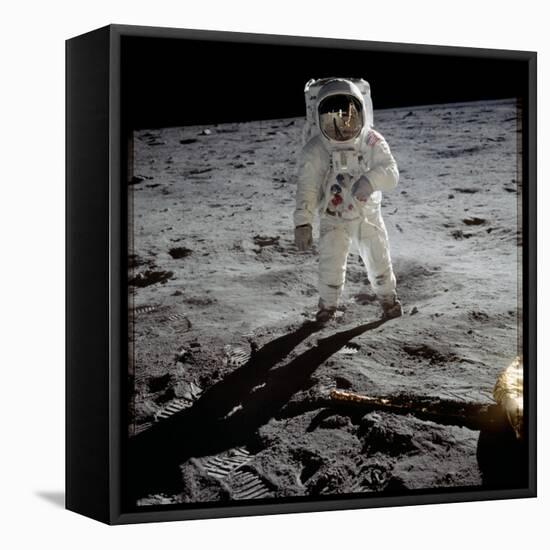 Astronaut Edwin 'Buzz' Aldrin Standing on the Moon after the Apollo 11 Landing, 20 July 1969-null-Framed Stretched Canvas
