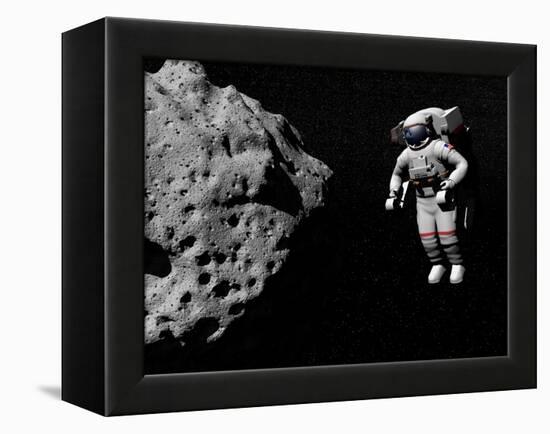 Astronaut Exploring an Asteroid in Outer Space-null-Framed Stretched Canvas