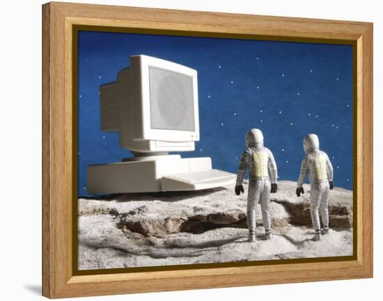 Astronaut Figurines Standing White Computer-null-Framed Premier Image Canvas