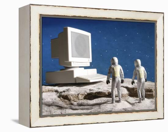 Astronaut Figurines Standing White Computer-null-Framed Premier Image Canvas