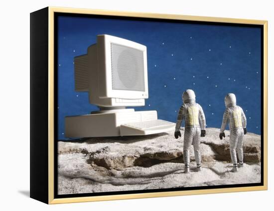 Astronaut Figurines Standing White Computer-null-Framed Premier Image Canvas