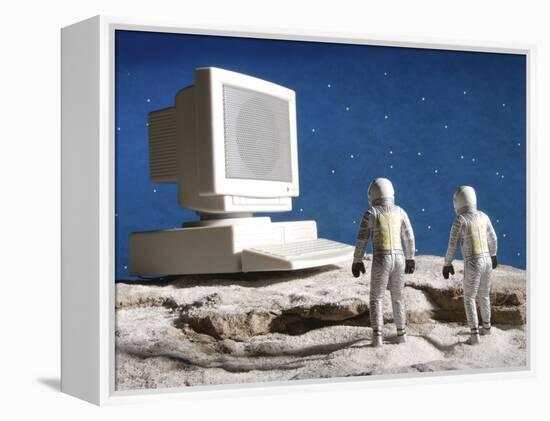 Astronaut Figurines Standing White Computer-null-Framed Premier Image Canvas