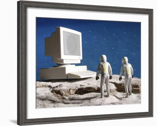 Astronaut Figurines Standing White Computer-null-Framed Photographic Print