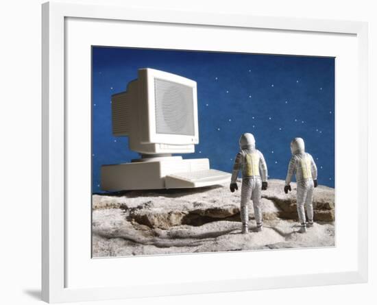 Astronaut Figurines Standing White Computer-null-Framed Photographic Print