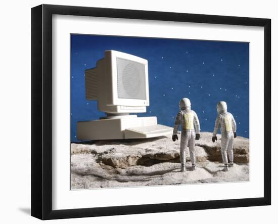 Astronaut Figurines Standing White Computer-null-Framed Photographic Print