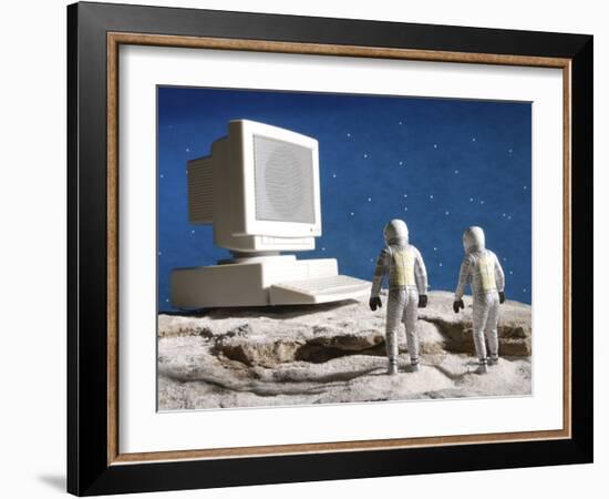 Astronaut Figurines Standing White Computer-null-Framed Photographic Print