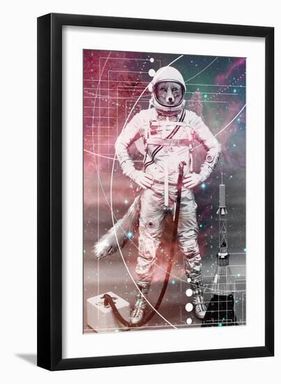 Astronaut Fox-null-Framed Art Print