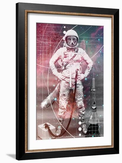 Astronaut Fox-null-Framed Art Print