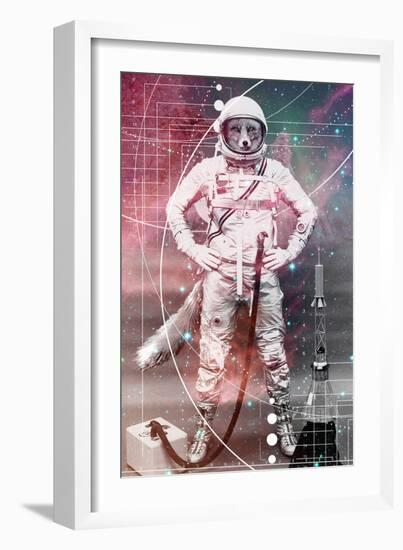 Astronaut Fox-null-Framed Art Print