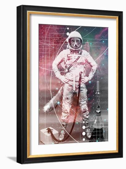 Astronaut Fox-null-Framed Art Print