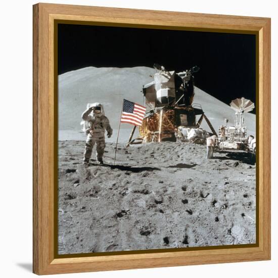 Astronaut James Irwin (1930-199) Gives a Salute on the Moon, 1971-null-Framed Premier Image Canvas