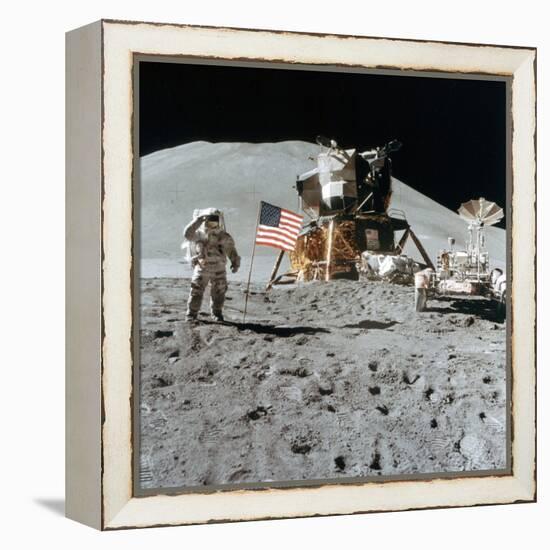 Astronaut James Irwin (1930-199) Gives a Salute on the Moon, 1971-null-Framed Premier Image Canvas