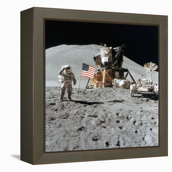 Astronaut James Irwin (1930-199) Gives a Salute on the Moon, 1971-null-Framed Premier Image Canvas