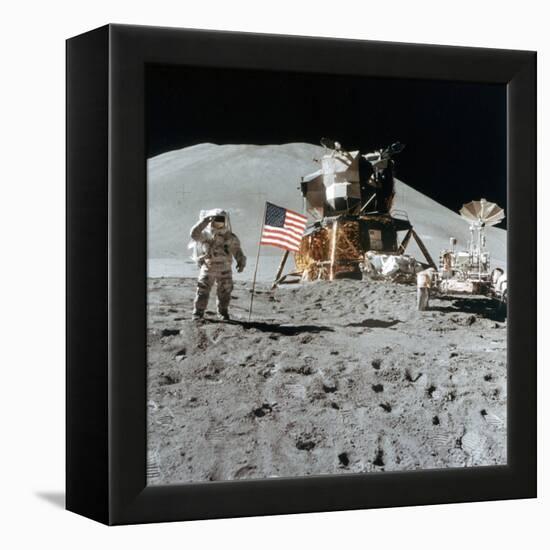 Astronaut James Irwin (1930-199) Gives a Salute on the Moon, 1971-null-Framed Premier Image Canvas