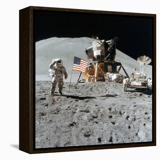 Astronaut James Irwin (1930-199) Gives a Salute on the Moon, 1971-null-Framed Premier Image Canvas