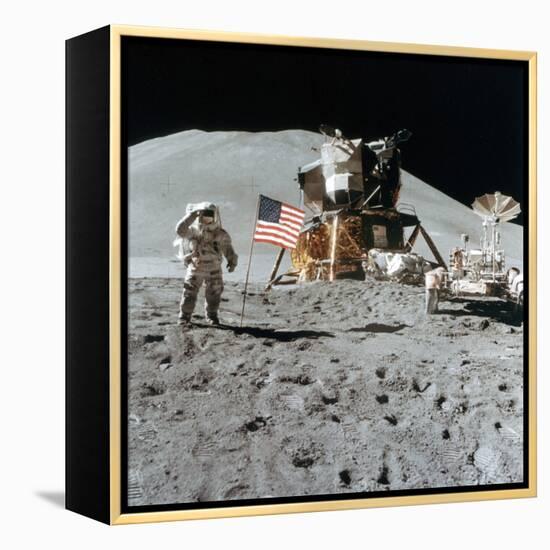 Astronaut James Irwin (1930-199) Gives a Salute on the Moon, 1971-null-Framed Premier Image Canvas