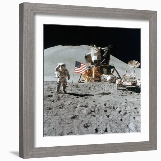 Astronaut James Irwin (1930-199) Gives a Salute on the Moon, 1971-null-Framed Photographic Print