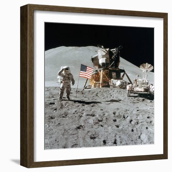 Astronaut James Irwin (1930-199) Gives a Salute on the Moon, 1971-null-Framed Photographic Print