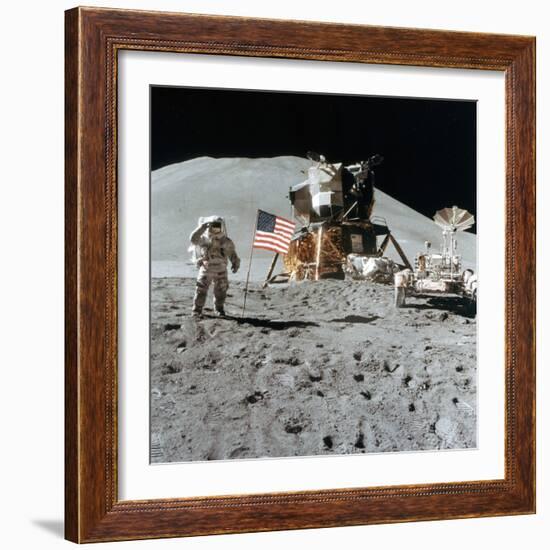 Astronaut James Irwin (1930-199) Gives a Salute on the Moon, 1971-null-Framed Photographic Print