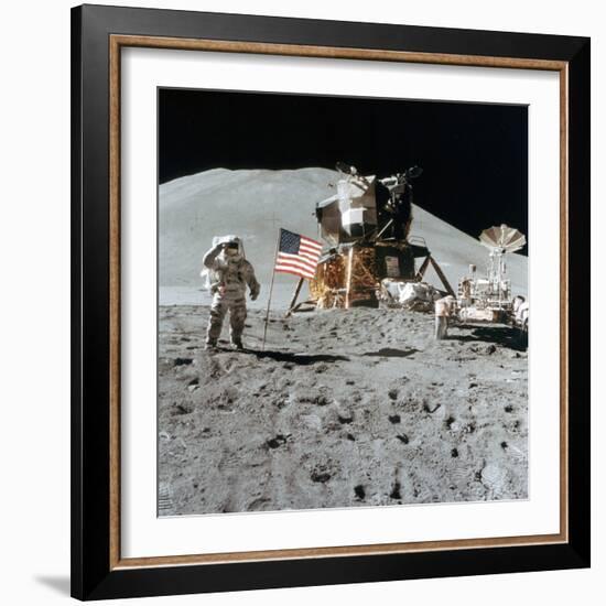 Astronaut James Irwin (1930-199) Gives a Salute on the Moon, 1971-null-Framed Photographic Print