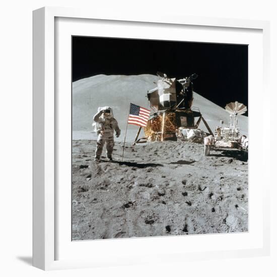 Astronaut James Irwin (1930-199) Gives a Salute on the Moon, 1971-null-Framed Photographic Print