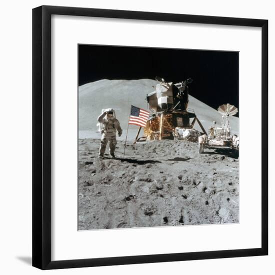 Astronaut James Irwin (1930-199) Gives a Salute on the Moon, 1971-null-Framed Photographic Print