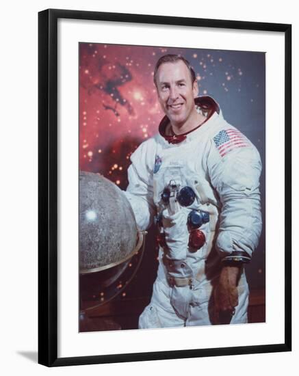 Astronaut James Lovell in Apollo Spacesuit-null-Framed Premium Photographic Print