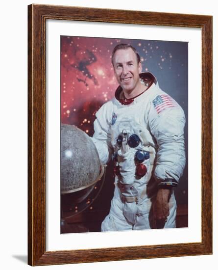 Astronaut James Lovell in Apollo Spacesuit-null-Framed Premium Photographic Print