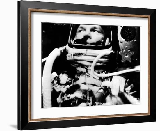 Astronaut John Glenn in His Space Capsule, February 20, 1962-null-Framed Photo