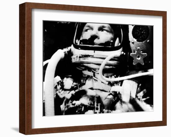 Astronaut John Glenn in His Space Capsule, February 20, 1962-null-Framed Photo