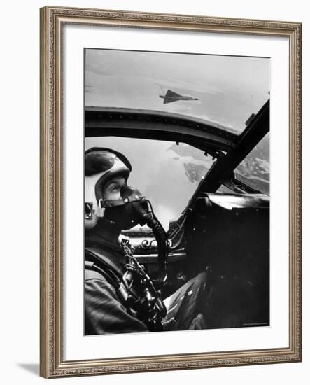 Astronaut LeRoy G. Cooper Flying F-102 Jet Plane for Flight Practice-Ralph Morse-Framed Premium Photographic Print