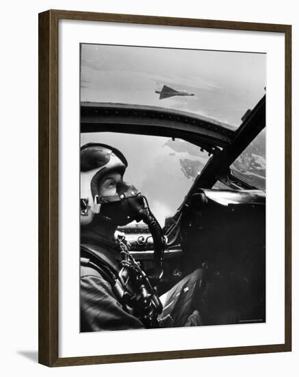 Astronaut LeRoy G. Cooper Flying F-102 Jet Plane for Flight Practice-Ralph Morse-Framed Premium Photographic Print