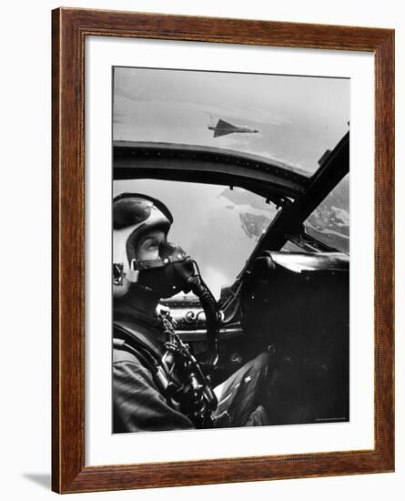 Astronaut LeRoy G. Cooper Flying F-102 Jet Plane for Flight Practice-Ralph Morse-Framed Premium Photographic Print