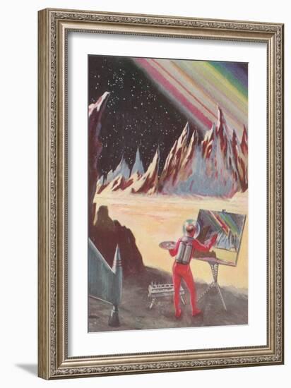 Astronaut Painting Martian Landscapte-null-Framed Art Print