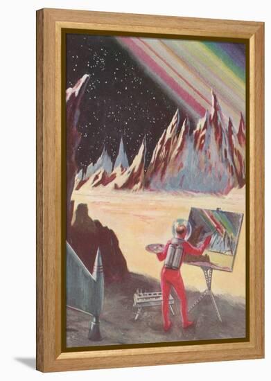 Astronaut Painting Martian Landscapte-null-Framed Stretched Canvas