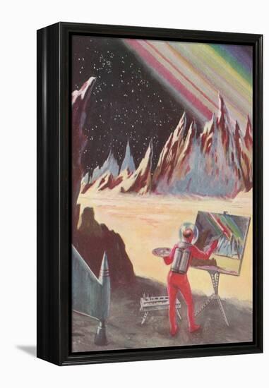 Astronaut Painting Martian Landscapte-null-Framed Stretched Canvas