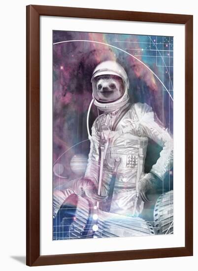 Astronaut Sloth-null-Framed Art Print