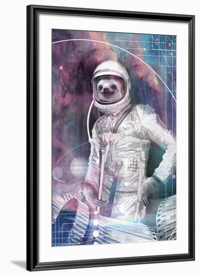 Astronaut Sloth-null-Framed Art Print