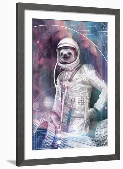 Astronaut Sloth-null-Framed Art Print