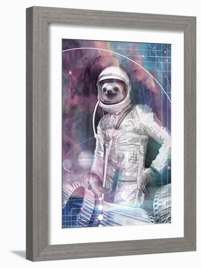 Astronaut Sloth-null-Framed Art Print