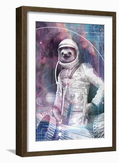 Astronaut Sloth-null-Framed Art Print