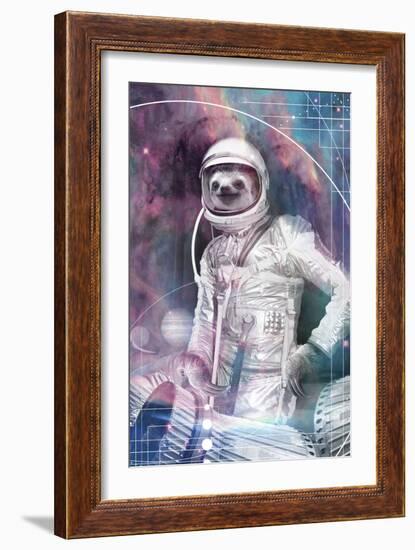 Astronaut Sloth-null-Framed Art Print