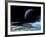 Astronaut Standing on the Edge of a Lake of Liquid Methane at the Bottom of a Large Impact Crater-null-Framed Photographic Print