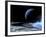 Astronaut Standing on the Edge of a Lake of Liquid Methane at the Bottom of a Large Impact Crater-null-Framed Photographic Print