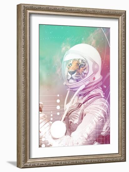 Astronaut Tiger-null-Framed Art Print